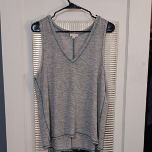 Hem & Thread Gray Tank Top with Teal Stitching
